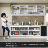 Combo Completo de Cocina 240 cm Blanco/Negro 60 cm de Profundidad Agata Madesa 01