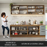 Combo completo de Cocina 240cm Marrón/Gris 60cm de Profundidad Agata Madesa 01