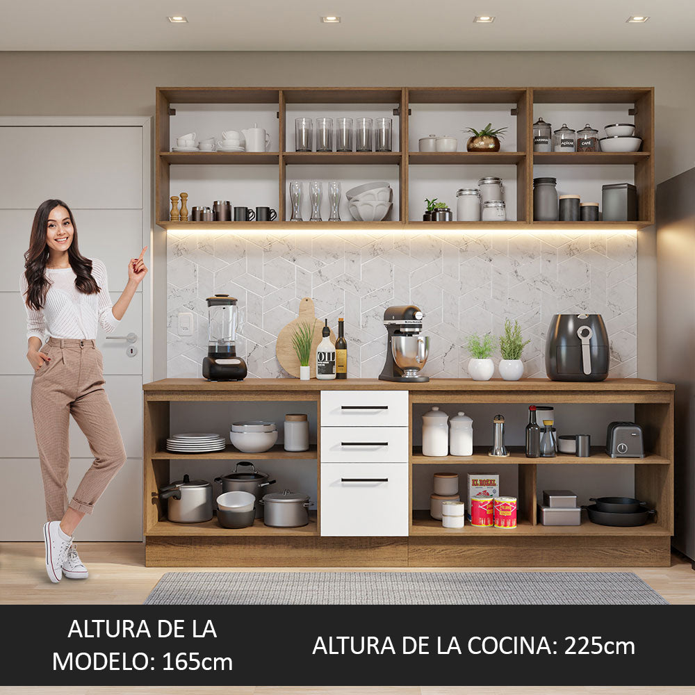 Combo completo de Cocina 240cm Marrón/Blanco 60cm de Profundidad Agata Madesa 02