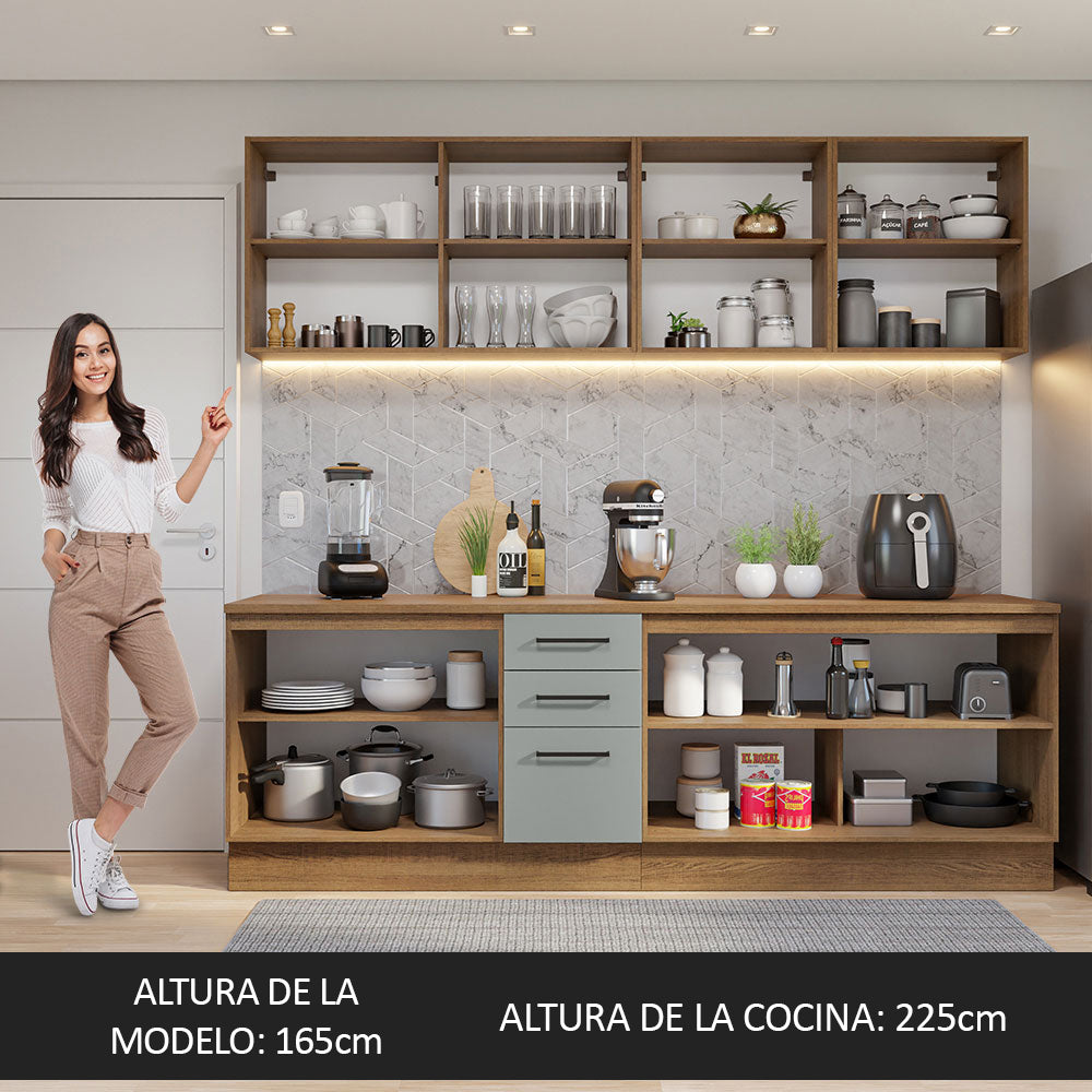 Combo completo de Cocina 240cm Marrón/Gris 60cm de Profundidad Agata Madesa 02