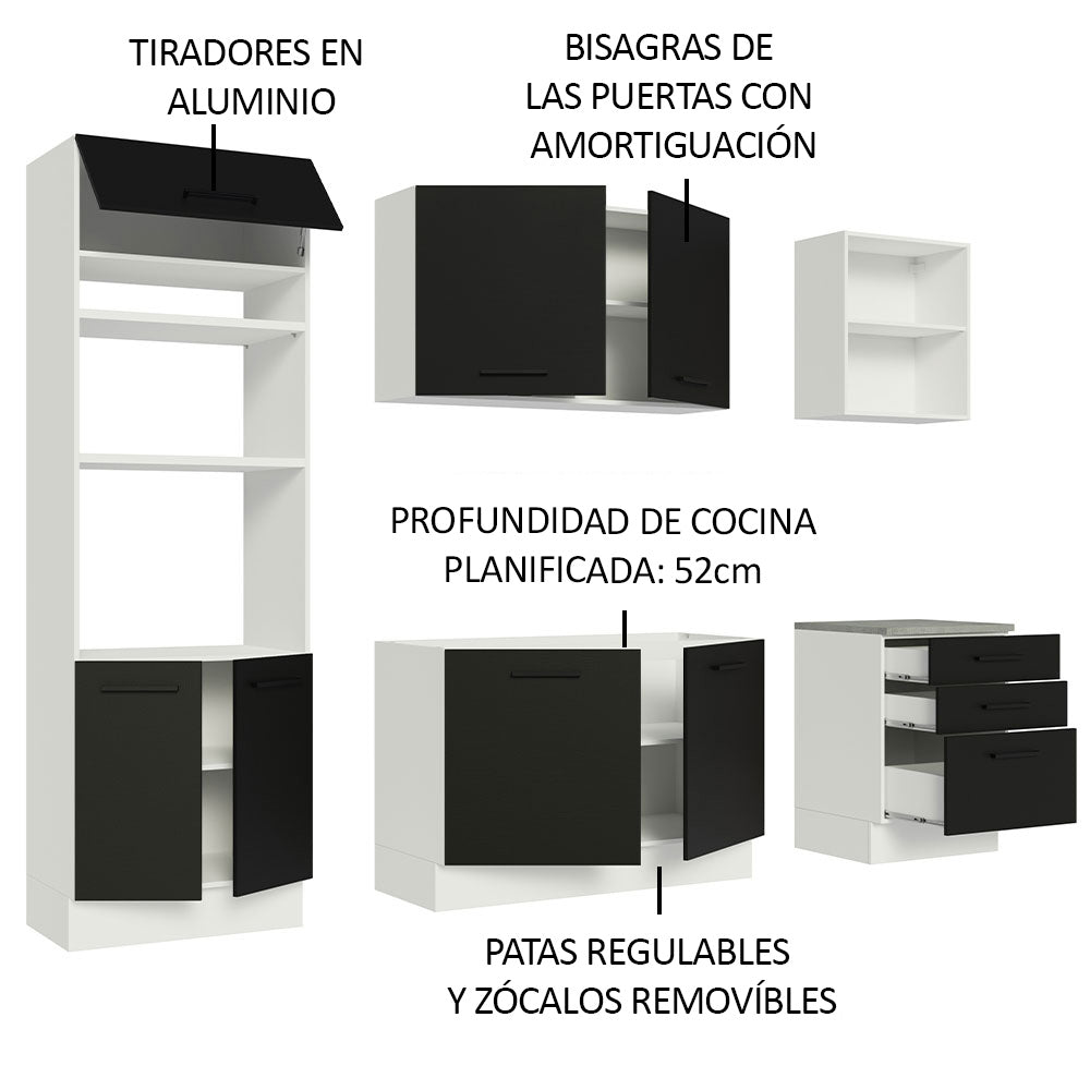 Combo completo de Cocina Madesa Agata 250cm BN 01