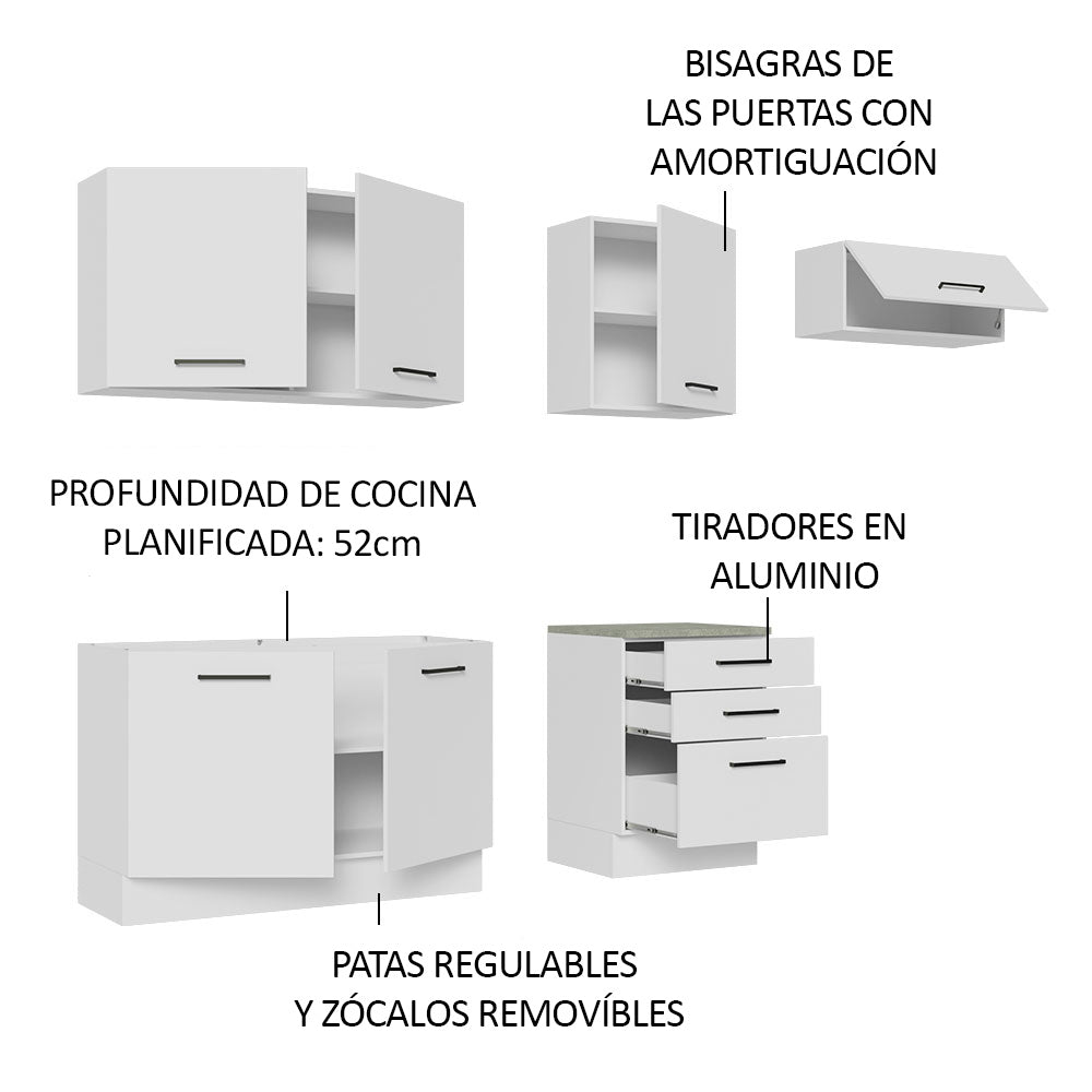 Combo completo de Cocina 260cm Blanco Agata Madesa 02