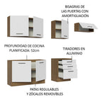 Combo completo de Cocina 260 cm 6 Puertas 3 Cajones Sin Mesada Marrón/Blanco Agata Madesa