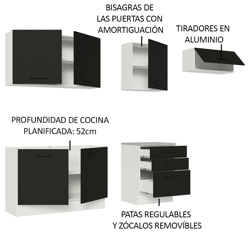 Combo completo de Cocina Madesa Agata 260cm BN 02
