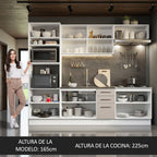 Combo completo de Cocina 270 cm 10 Puertas 3 Cajones Sin Mesada Blanco/Crema Agata Madesa