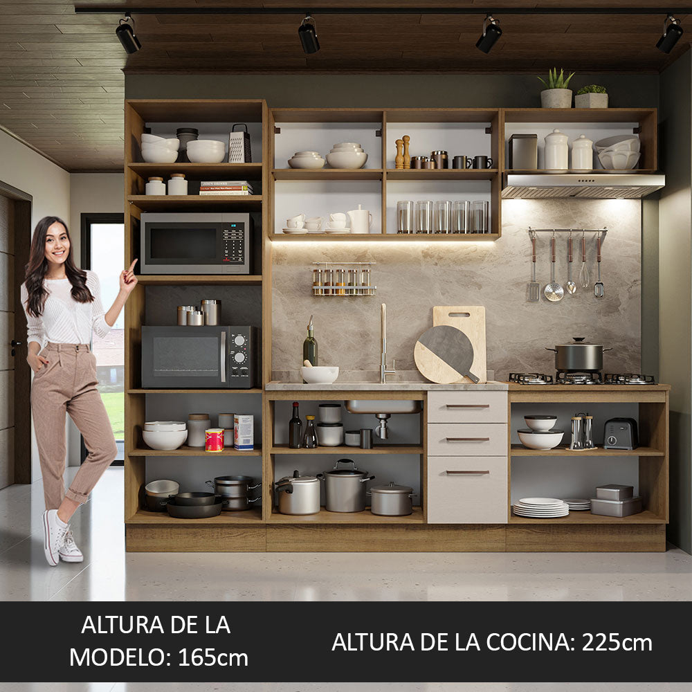 Combo completo de Cocina 270cm Marrón/Crema Agata Madesa 01