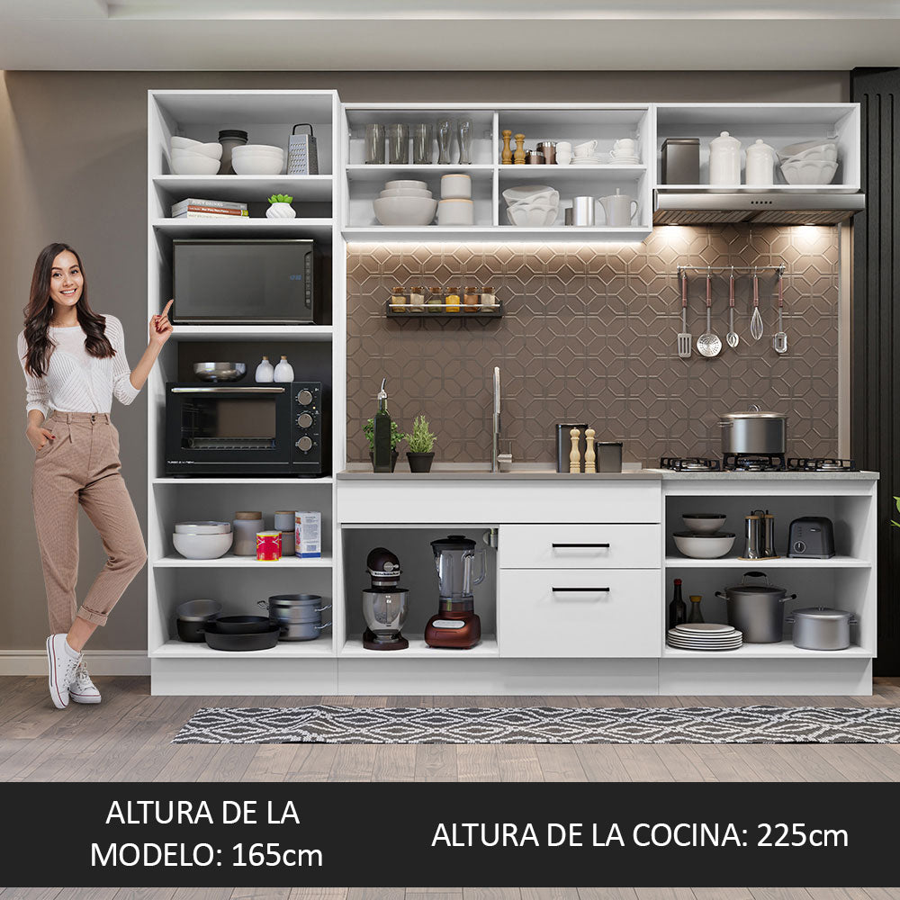 Combo completo de Cocina 270 cm 9 Puertas 2 Cajones Sin Mesada Blanco Agata Madesa
