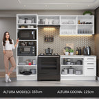Combo completo de Cocina 270 cm 8 Puertas 3 Cajones Sin Mesada Blanco Agata Madesa 07
