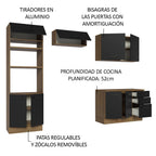 Combo completo de Cocina 270 cm 8 Puertas 3 Cajones Sin Mesada Marrón/Negro Agata Madesa 07