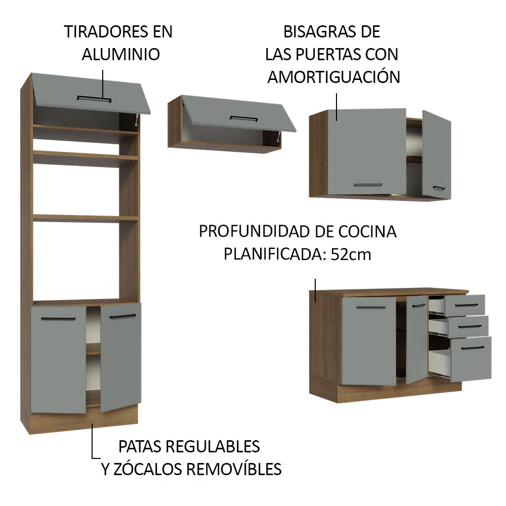 Combo de Cocina 270 cm Agata Marrón/Gris 07