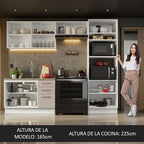Combo completo de Cocina 270 cm 8 Puertas 3 Cajones Sin Mesada Blanco/Crema Agata Madesa 08