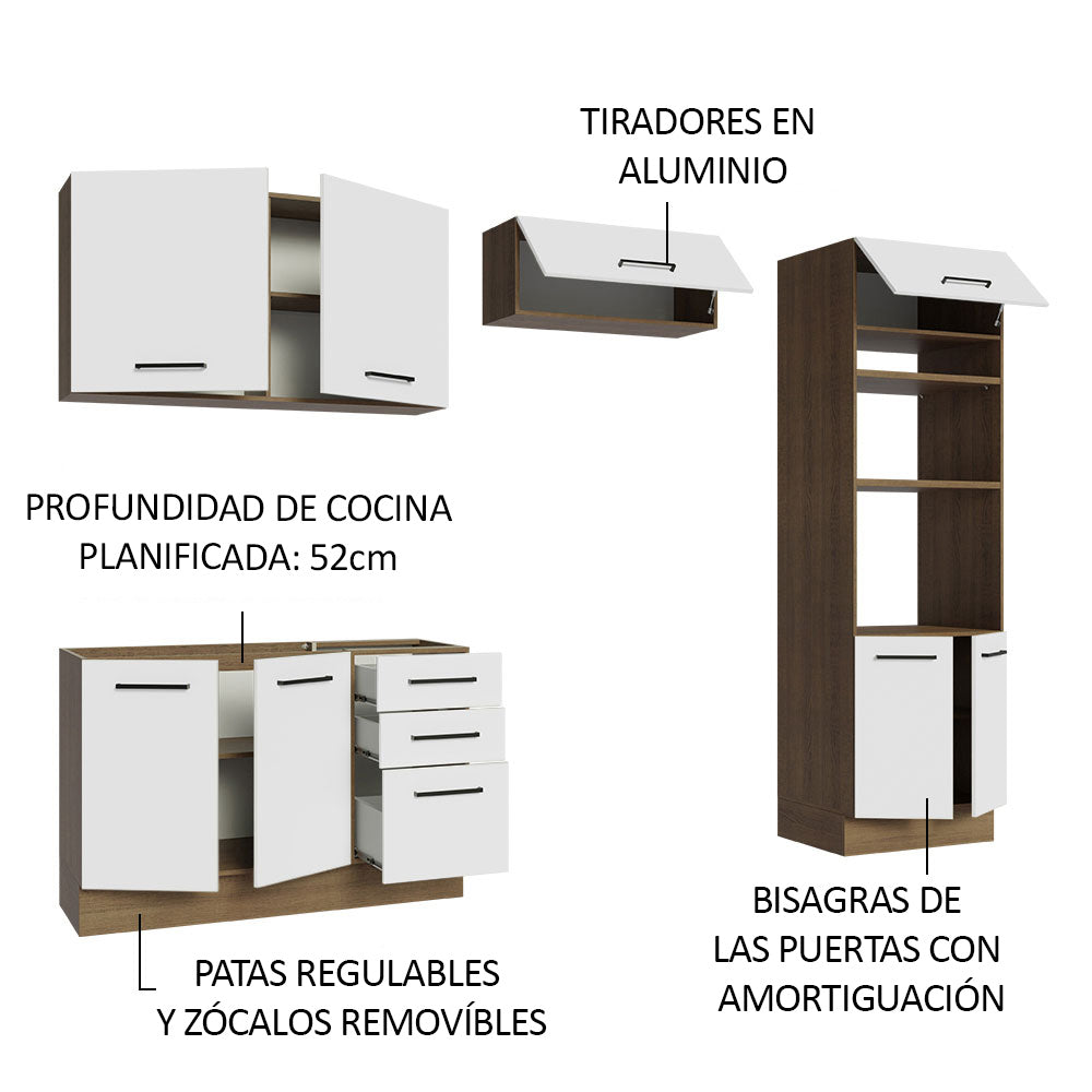 Combo de Cocina 270 cm Agata Marrón/Blanco 08