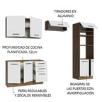 Combo completo de Cocina 270 cm 8 Puertas 3 Cajones Sin Mesada Marrón/Blanco Agata Madesa
