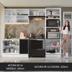 Combo completo de Cocina 270 cm 8 Puertas 3 Cajones Sin Mesada Blanco/Negro Agata Madesa 08