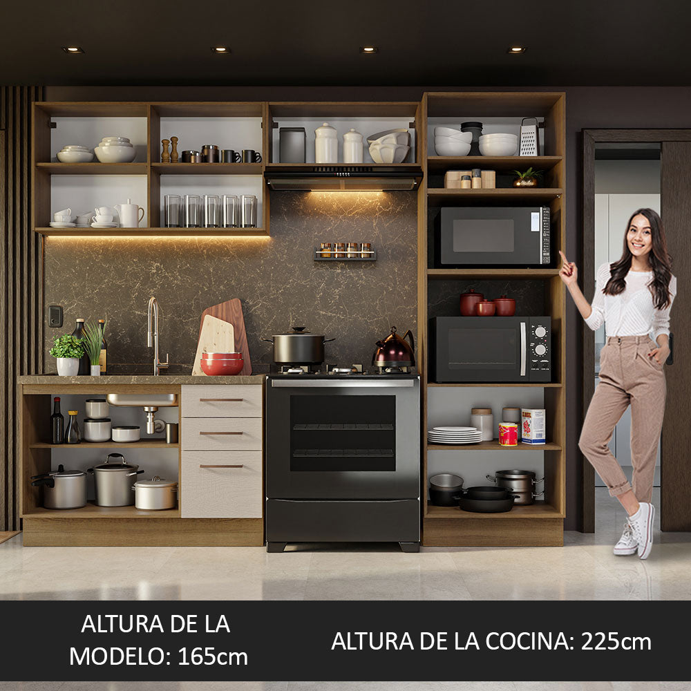 Combo completo de Cocina 270cm Marrón/Crema Agata Madesa 08
