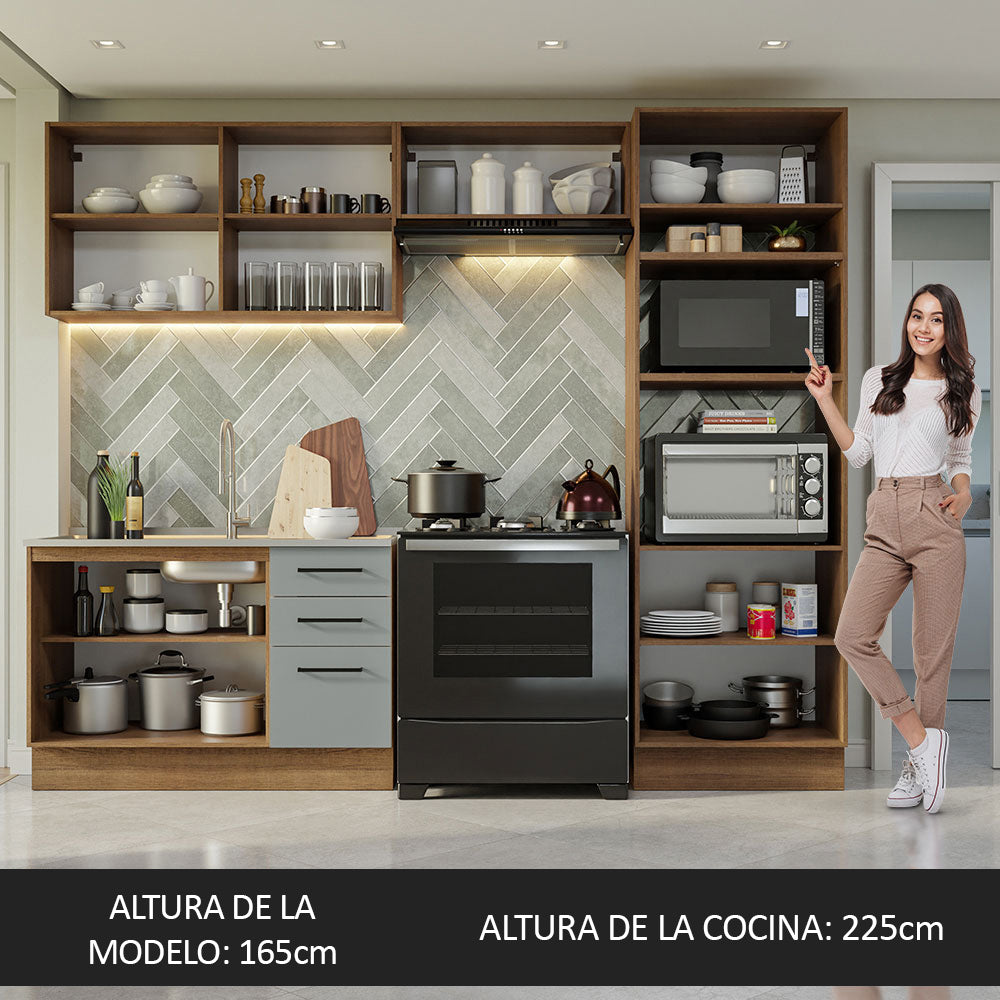 Combo de Cocina 270 cm Agata Marrón/Gris 08