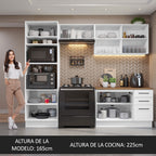 Combo completo de Cocina 270 cm 8 Puertas 3 Cajones Blanco/Marrón Agata Madesa