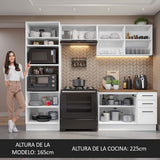 Combo completo de Cocina 270cm Blanco/Marrón 60cm de fondo Agata Madesa 09