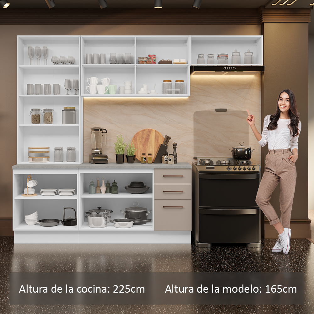 Combo completo de Cocina con Cristalero 270 cm Madesa Agata BC 11