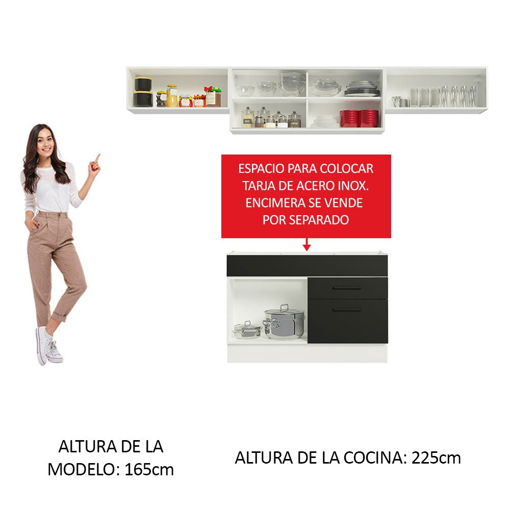 Cocina Compacta 280 cm Blanco/Negro Agata Madesa 01