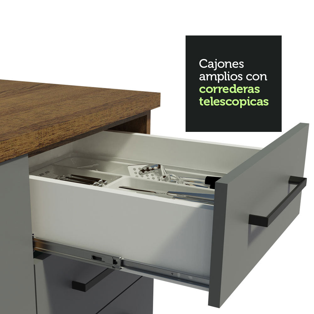 Cocina Compacta 280 cm Agata Marrón/Gris 01