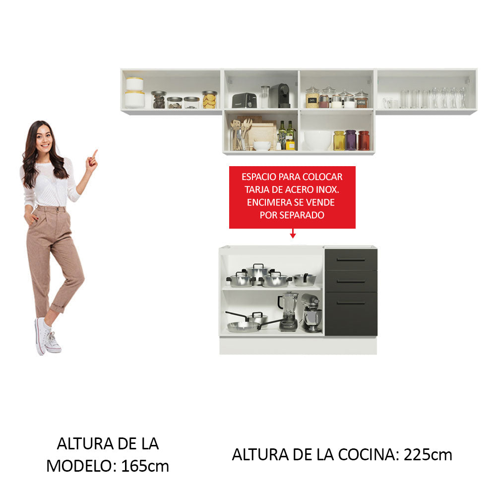 Cocina Compacta 280 cm Agata Blanco/Negro 02