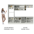 Combo completo de Cocina 290 cm 10 Puertas 3 Cajones Sin Mesada Blanco/Gris Agata Madesa