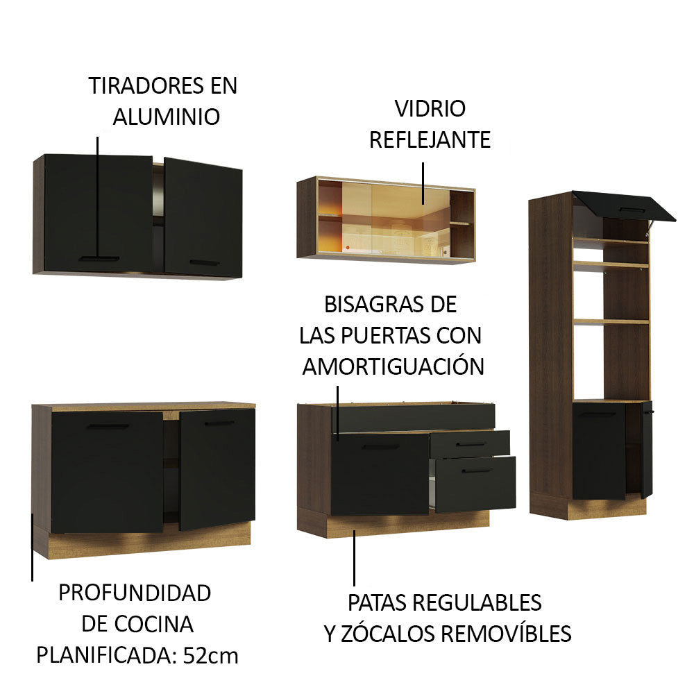 Combo completo de Cocina 310cm Marrón/Negro Agata 01