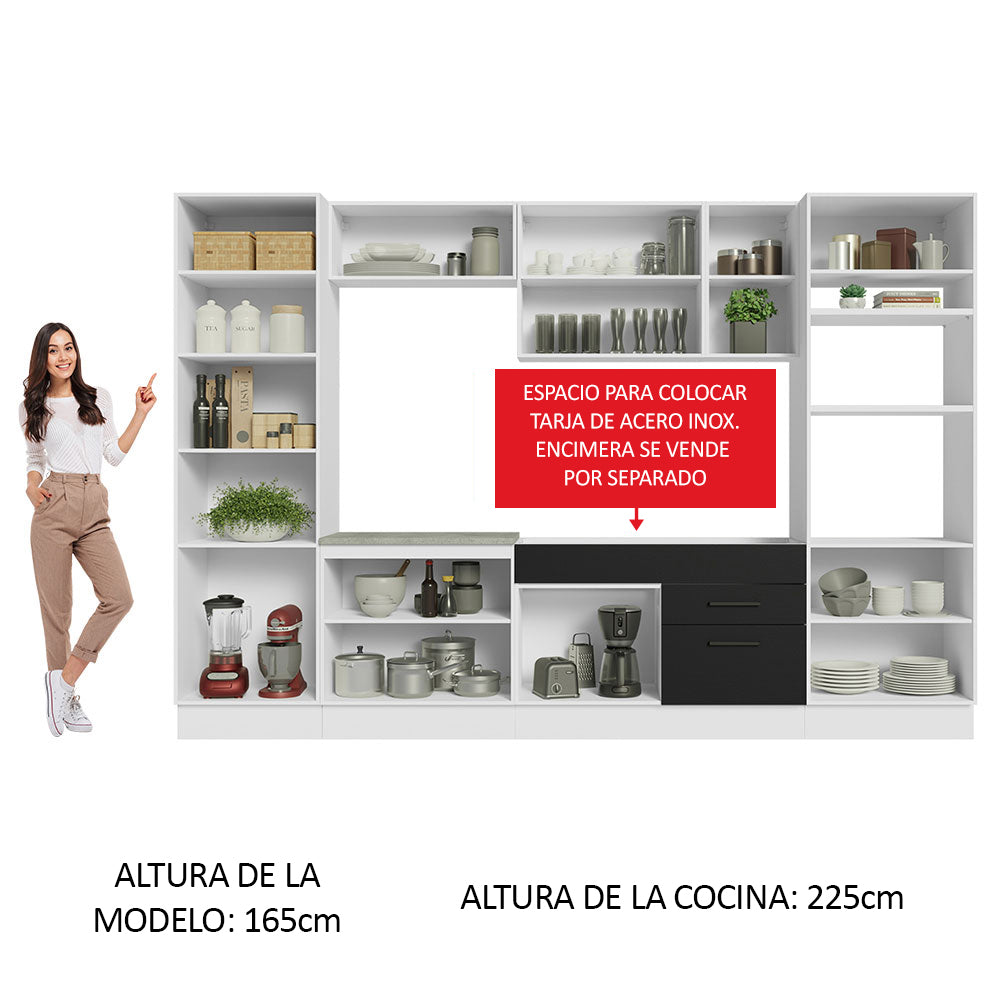 Combo Completo de Cocina 330 cm Blanco/Negro Agata Madesa 02