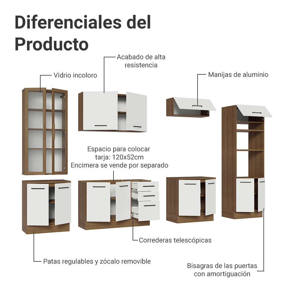 Combo completo de Cocina Madesa Agata 340cm MB 01