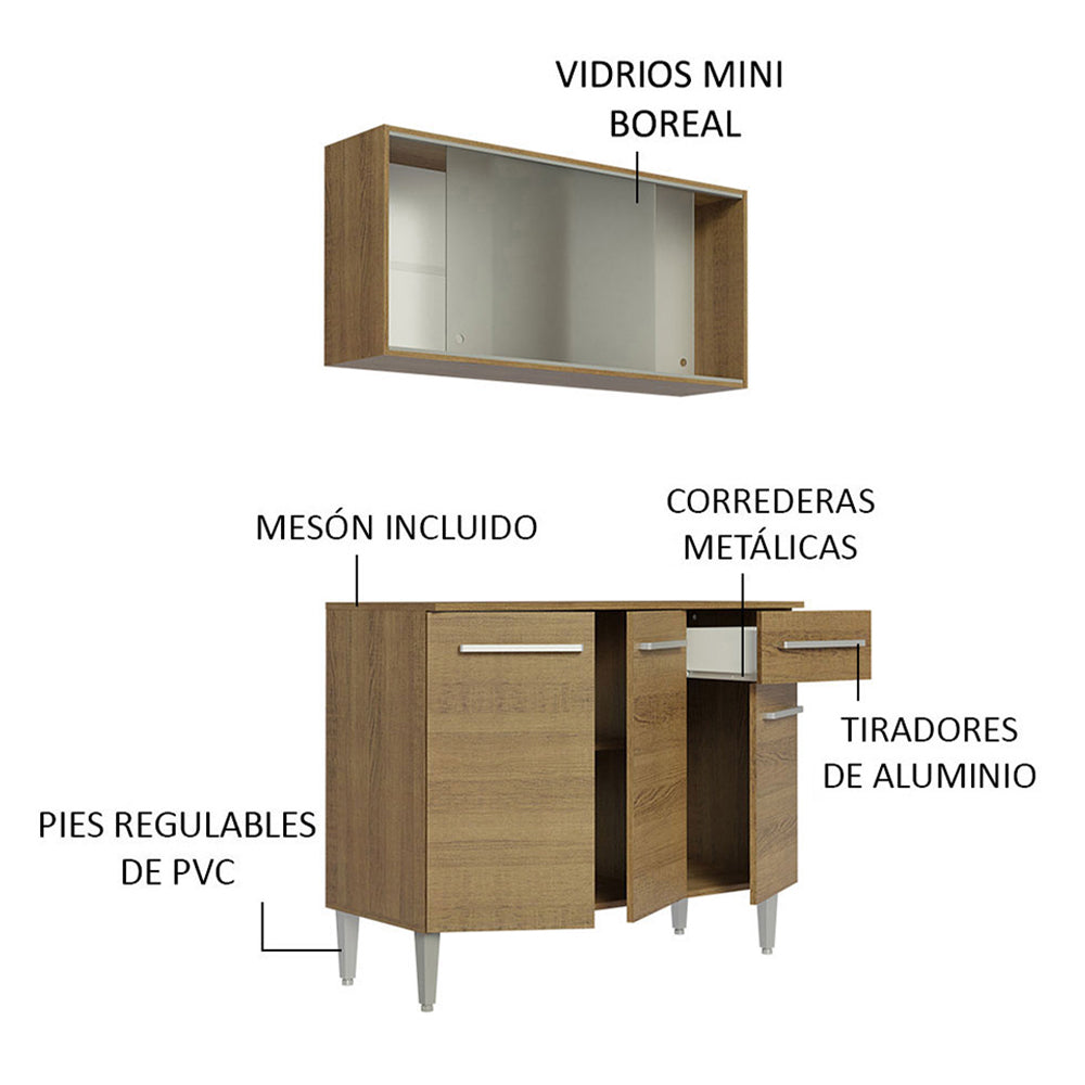 Combo de Cocina Emilly 105cm Gabinete y bajo mesada Madesa 01