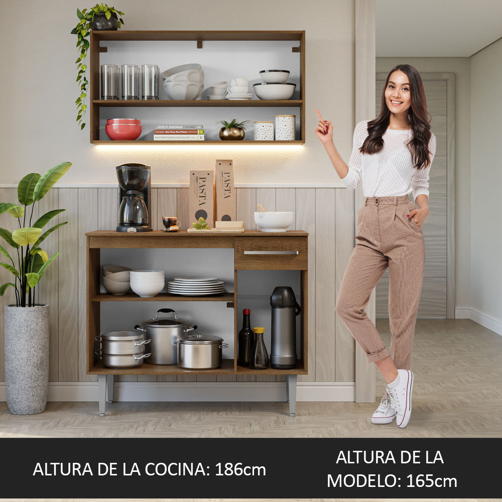 Cocina Compacta 105 cm Emilly Marrón 03