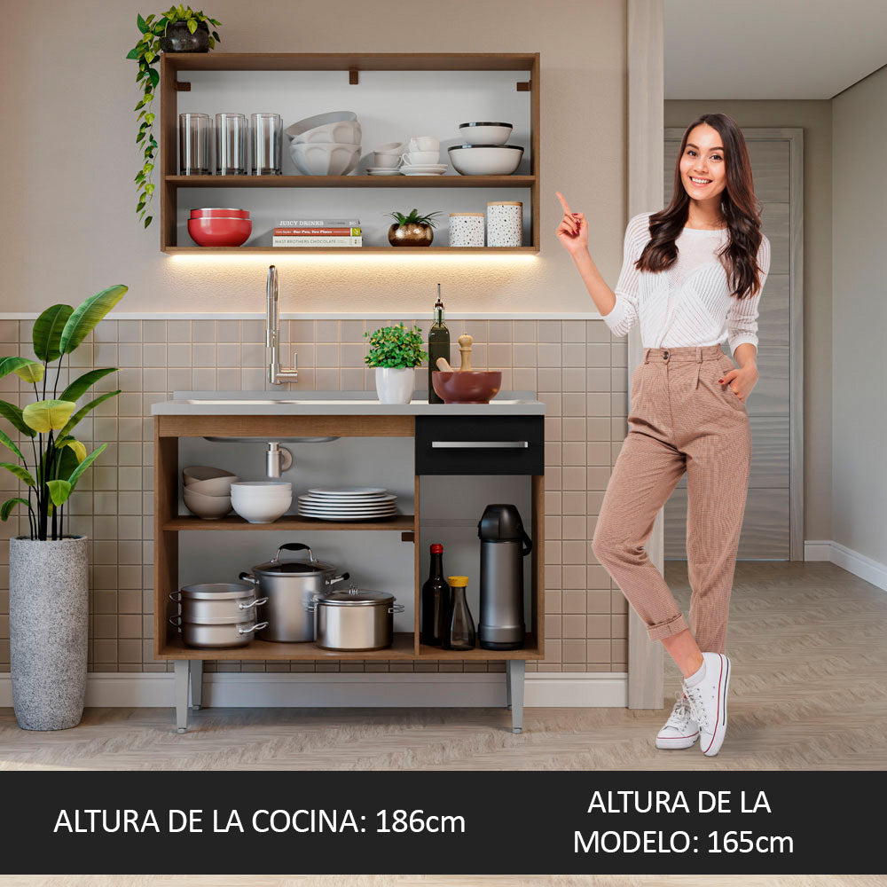 Combo de Cocina 105cm con Bacha de acero inoxidable MM/NN Emilly Madesa 04 MN