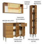 Cocina Compacta 137 cm 7 Puertas 1 Cajón Marrón Emilly Madesa