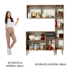 Cocina Compacta 137 cm 7 Puertas 1 Cajón Marrón/Negro Emilly Madesa