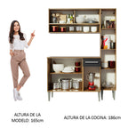 Cocina Compacta 137 cm 7 Puertas 1 Cajón Marrón/Negro Emilly Madesa