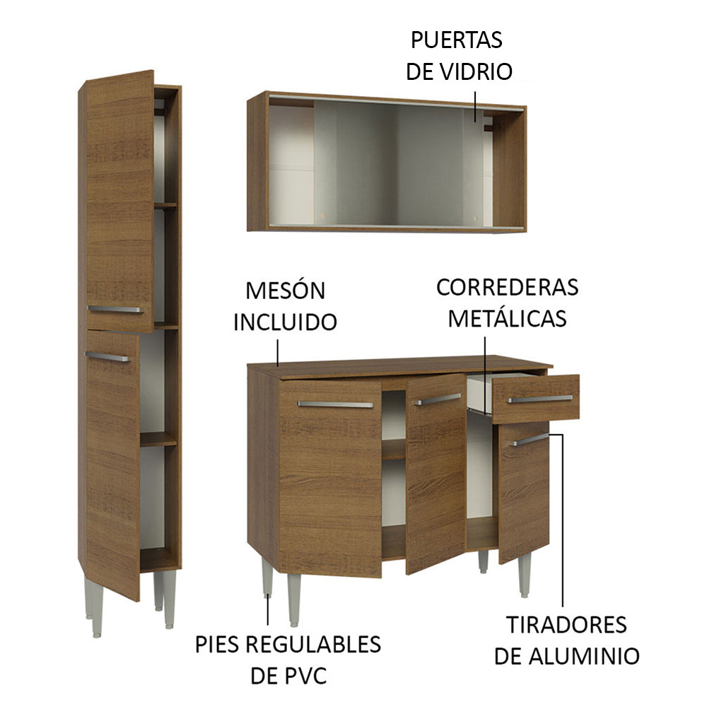 Combo de Cocina 137cm Sin Bacha de acero inoxidable Emilly Madesa 05