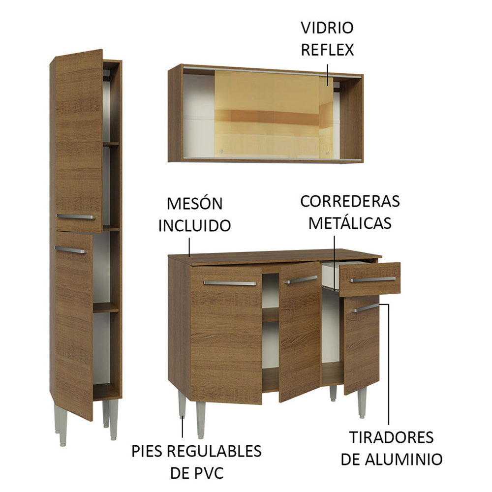 Combo de Cocina 137cm Sin Bacha de acero inoxidable Emilly Madesa 06