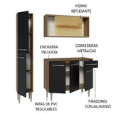 Combo de Cocina 137cm Sin Bacha de acero inoxidable Emilly Madesa 06 MN