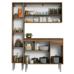 Cocina Compacta 137 cm 7 Puertas 1 Cajón Marrón Emilly Madesa