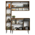 Cocina Compacta 137 cm 7 Puertas 1 Cajón Marrón/Negro Emilly Madesa