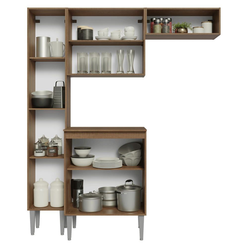 Cocina Compacta 156 cm Emilly Marrón 01