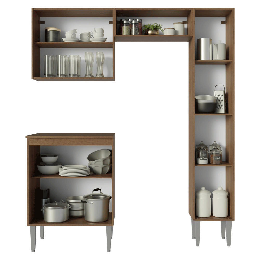 Cocina Compacta 156 cm Emilly Marrón 02