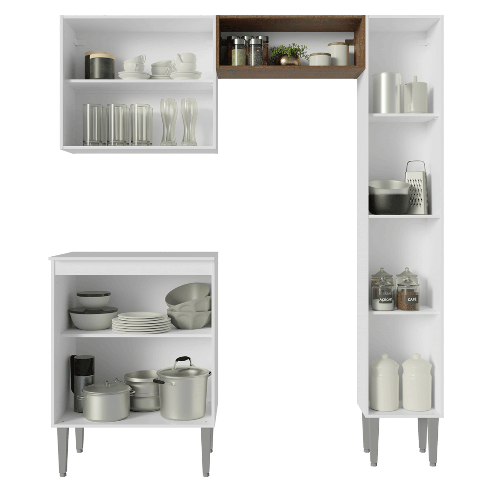 Cocina Compacta 156 cm Emilly Blanco/Marrón 02