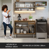 Combo de Cocina Compacta 165cm Marrón Emilly Madesa 02