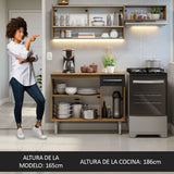 Combo de Cocina Compacta 165cm Marrón/Negro Emilly Madesa 02
