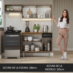 Cocina Compacta 165 cm 5 Puertas 1 Cajón Marrón/Negro Emilly Madesa