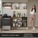 Combo de Cocina Compacta 165cm Marrón/Negro Emilly Madesa 03