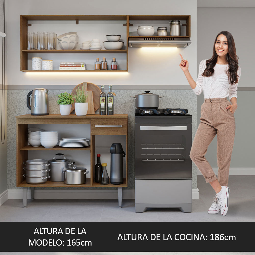 Combo de Cocina Compacta 165cm Marrón/Gris Emilly Madesa 07