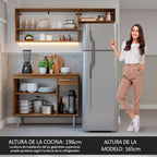Cocina Compacta 165 cm 5 Puertas 1 Cajón Marrón/Gris Emilly Madesa